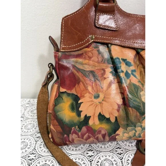 PATRICIA NASH LRG SATCHEL SHOULDER HANDBAG FLORAL PRINT ITALIAN LEATHER DUST BAG - Picture 7 of 15